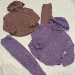 💟 2 Cozy Knit Hoodie and Leggings Set